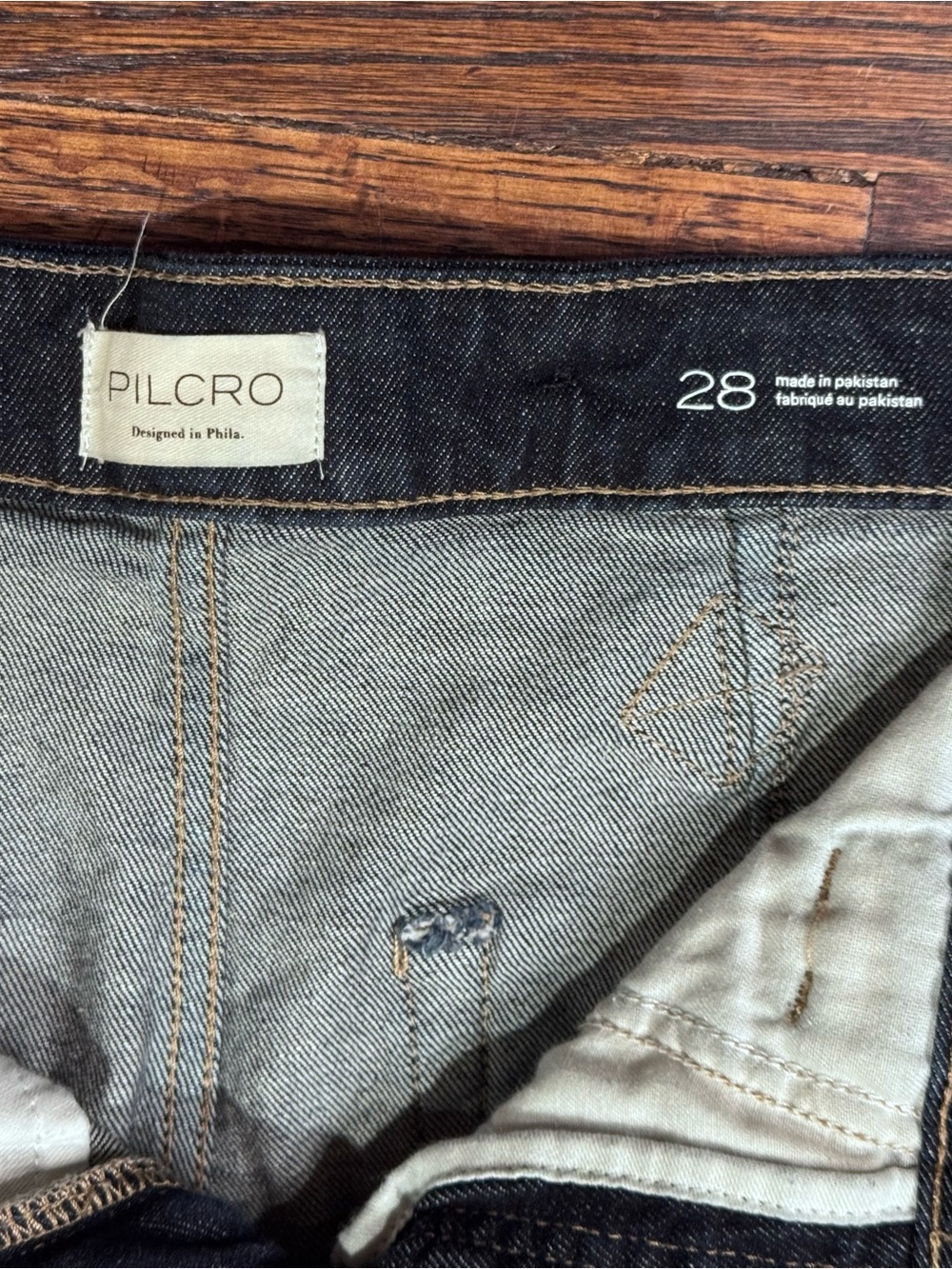 Anthropologie Pilcro Dark Indigo Wide-Leg Denim Carpenter Shorts - Picture 2 of 4